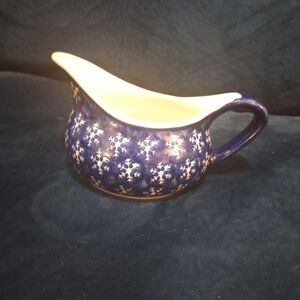 Boleslawiec Navy &White Sauce/Gravey Pitcher